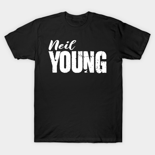 neil young - White text T-Shirt by NikkiHaley